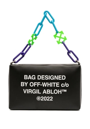 Off-White Pre-Owned 2022 Leather Block Pouch Quote Clutch with Chain shoulder bag - Black