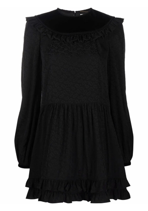 Saint Laurent ruffled paisley-jacquard dress - Black
