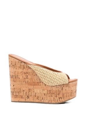 Ermanno Scervino woven-strap cork-wedge sandals - Neutrals