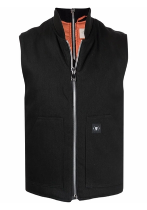 (di)vision logo-patch zip-up gilet - Black