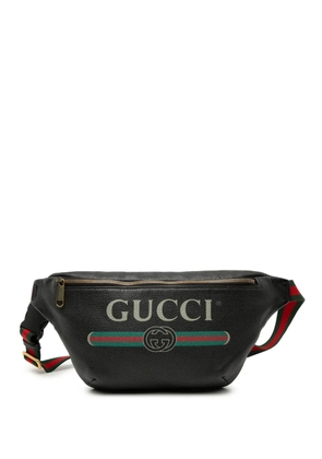Gucci Pre-Owned 2000-2015 Grained Calfskin Web Logo belt bag - Black