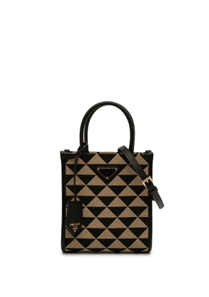 Prada Pre-Owned 2013-2026 Mini Embroidered Jacquard Symbole Triangolo satchel - Brown