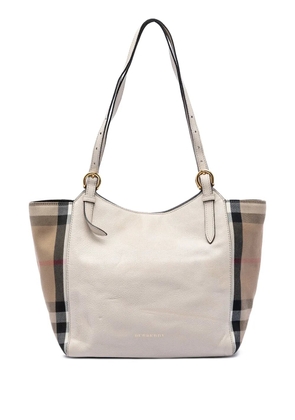 Burberry Pre-Owned 2000-2017 Small Leather and House Check Canvas Canterbury tote bag - White