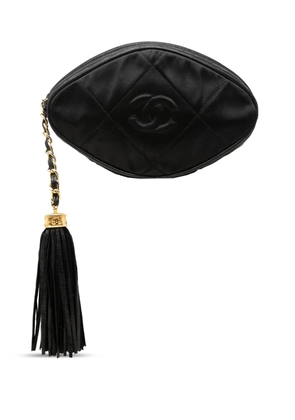 CHANEL Pre-Owned 1989-1991 CC Quilted Satin Tassel clutch bag - Black