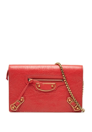 Balenciaga Pre-Owned 2010-2026 Chevre Motocross Metallic Edge Wallet on Chain crossbody bag - Red