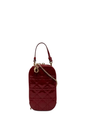 Christian Dior Pre-Owned 2021 Patent Cannage Lady Dior Call In Phone Holder satchel - Red