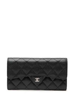 CHANEL Pre-Owned 2021 CC Quilted Caviar Classic Flap Wallet long wallets - Black