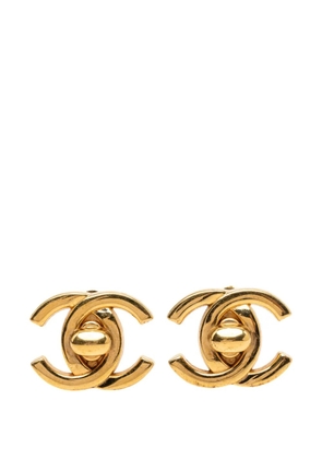 CHANEL Pre-Owned 1996 Gold Plated CC Turnlock Clip On Earrings costume earrings