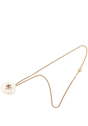 CHANEL Pre-Owned 2002 CC Gold Plated and Enamel Camellia Pendant Necklace costume necklace