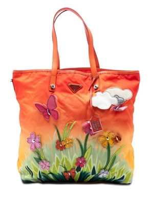 Prada Pre-Owned 2010 Limited Edition Saffiano Trimmed Tessuto Garden City Tote satchel - Orange