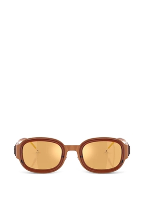 Diesel logo-plaque oval-frame sunglasses - Brown