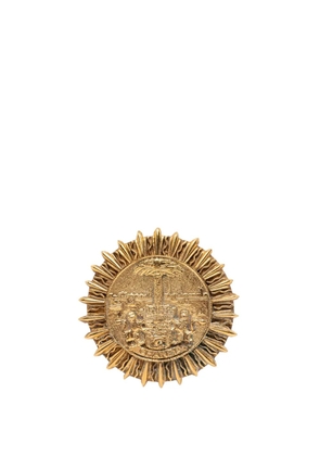 CHANEL Pre-Owned 1970-1980 Gold Plated Coat Of Arms Medallion Sunburst Brooch costume brooch