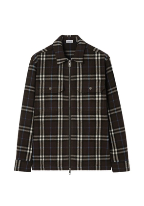 Burberry Check wool flannel overshirt - Brown