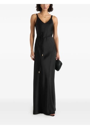 Manière De Voir Saffron in black satin belted maxi dress
