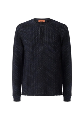 Missoni long-sleeve viscose and cotton Henley shirt - Blue
