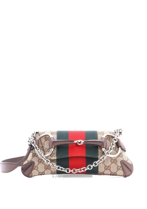 Gucci Pre-Owned Horsebit NM Web Chain Clutch GG Canvas Small shoulder bag - Brown