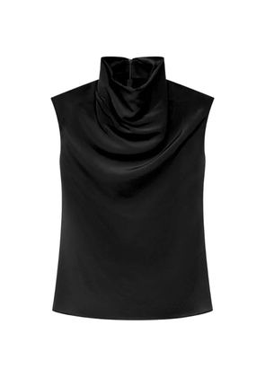 Another Tomorrow cowl-neck draped top - Black