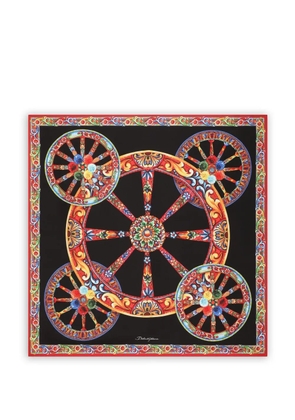 Dolce & Gabbana 70x70 Carretto-print silk twill scarf - Black