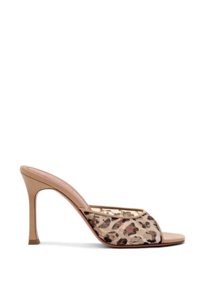 Amina Muaddi Alexa leopard-lace sandals - Neutrals