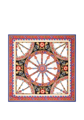 Dolce & Gabbana 70x70 Carretto-print silk twill scarf - White