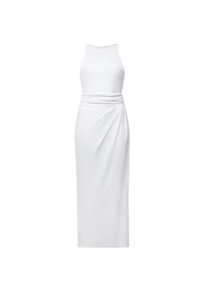 Another Tomorrow sarong-tie sleeveless midi dress - White