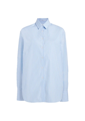 Another Tomorrow stripe-print oversized shirt - Blue
