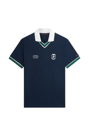 Tommy Hilfiger logo-print V-neck polo shirt - Blue