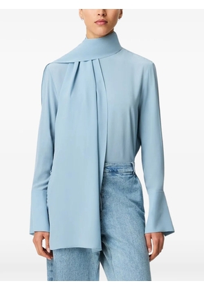 Another Tomorrow signature-bow blouse - Blue
