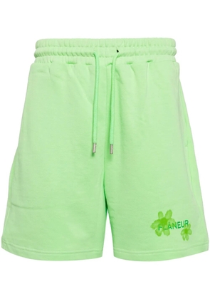 FLÂNEUR Floral Watercolor cotton shorts - Green