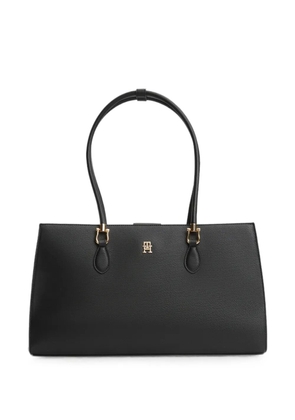 Tommy Hilfiger logo-plaque grained-texture shoulder bag - Black
