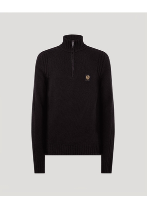 Belstaff Men's Watch Quarter Zip Jumper Lambswool Black Size 2xl