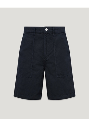 Belstaff Men's Maritime Short Garment Dye Cotton Linen Dark Ink Size 29
