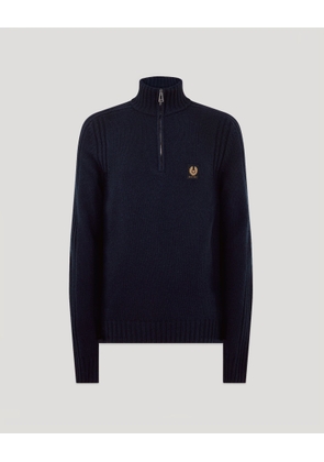 Belstaff Men's Watch Quarter Zip Jumper Lambswool Dark Ink Size 2xl