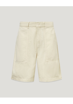 Belstaff Men's Maritime Short Garment Dye Cotton Linen Silver Birch Size 30