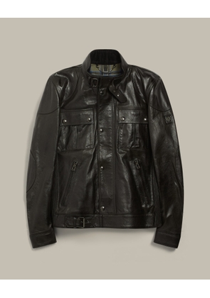 Belstaff Men's Gangster Icon Jacket Hand Waxed Leather Black Size Uk 34