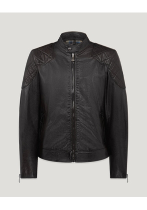 Belstaff Men's Outlaw Icon Jacket Hand Waxed Leather Black Size Uk 34