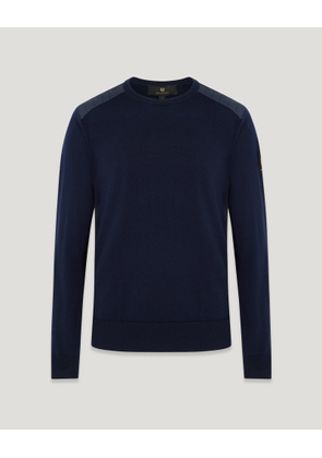 Belstaff Men's Kerrigan Crewneck Jumper Merino Wool Dark Ink Size 2xl