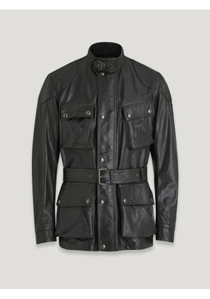 Belstaff Men's Trialmaster Panther Icon Jacket Hand Waxed Leather Black Size Uk 36