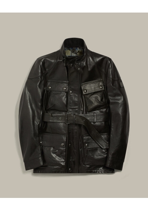 Belstaff Women's Trialmaster Panther Jacket Black Hand Waxed Leather Size Uk 38
