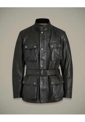 Belstaff Men's Trialmaster Motorcycle Icon Jacket Hand Waxed Leather Antique Black Size 3xl