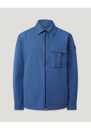 Belstaff Men's Cargo Overshirt Compact Technical Cotton Marine Blue Size 2xl