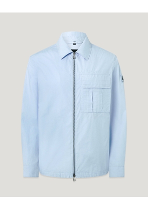 Belstaff Men's Cargo Overshirt Compact Technical Cotton Sky Blue Size 2xl