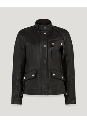 Belstaff Women's Penrith Motorcycle Jacket Calf Leather Black Size 2xl