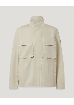 Belstaff Men's Hayfield Jacket Garment Dye Cotton Linen Silver Birch Size 2xl