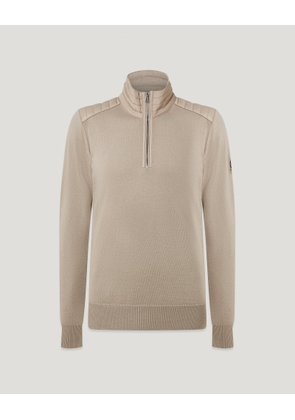 Belstaff Men's Kilmington Quarter Zip Jumper Merino Wool Dark Sand Size 2xl