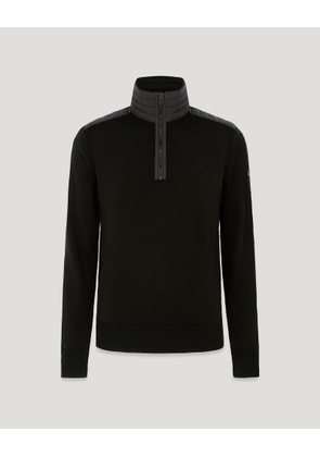 Belstaff Men's Kilmington Quarter Zip Jumper Merino Wool Black Size 2xl