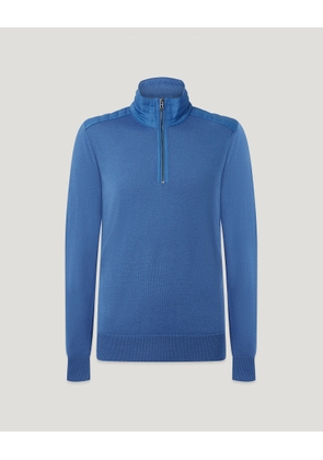 Belstaff Men's Kilmington Quarter Zip Jumper Merino Wool Marine Blue Size 2xl