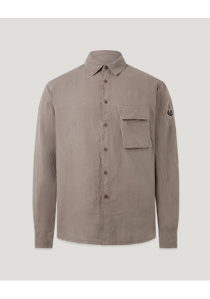 Belstaff Men's Scale Shirt Garment Dyed Linen Asphalt Size 2xl
