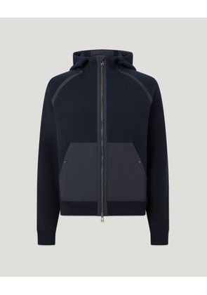 Belstaff Men's View Hooded Full Zip Cotton Milano Mix Media Dark Ink Size 2xl