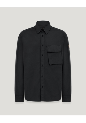 Belstaff Men's Scale Shirt Garment Dye Cotton Black Size 2xl